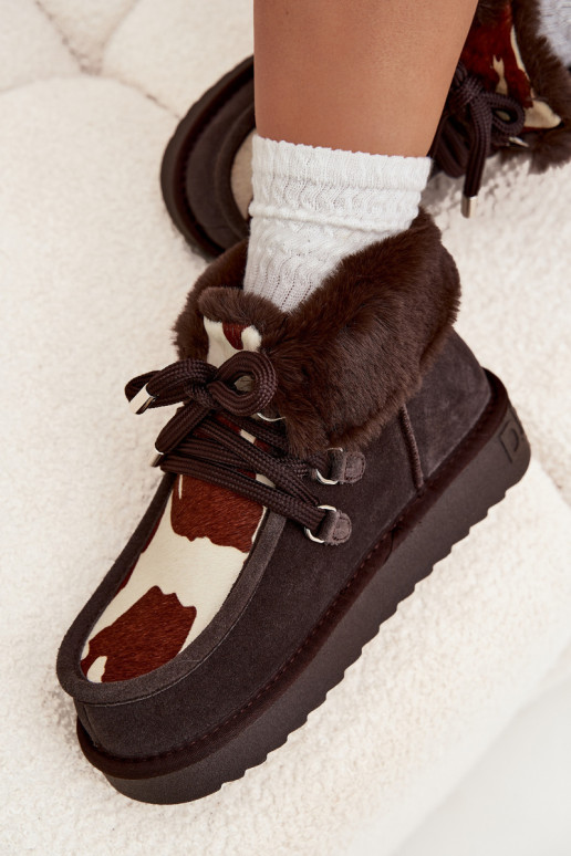 Botas de neve FemininoHabilitadoturalnego de camurçau Łaty D.Franklin DFSH375008 CzekoladoParae