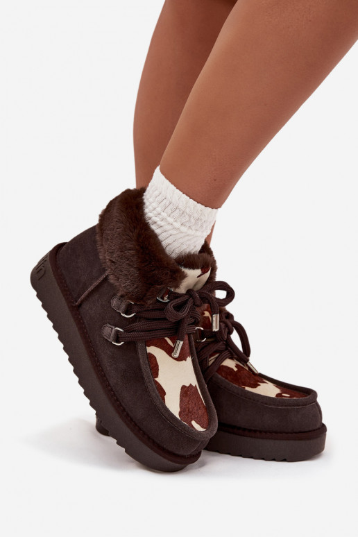 Botas de neve FemininoHabilitadoturalnego de camurçau Łaty D.Franklin DFSH375008 CzekoladoParae