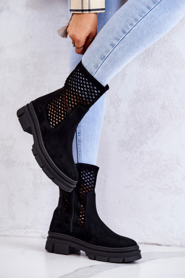 Pele Botins de trabalho Nicole cor preta 2711 2