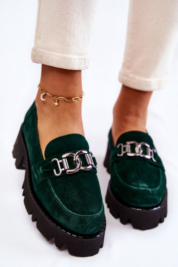 de camurça sapato com enfeites Laura Messi 2489 cor verde 2