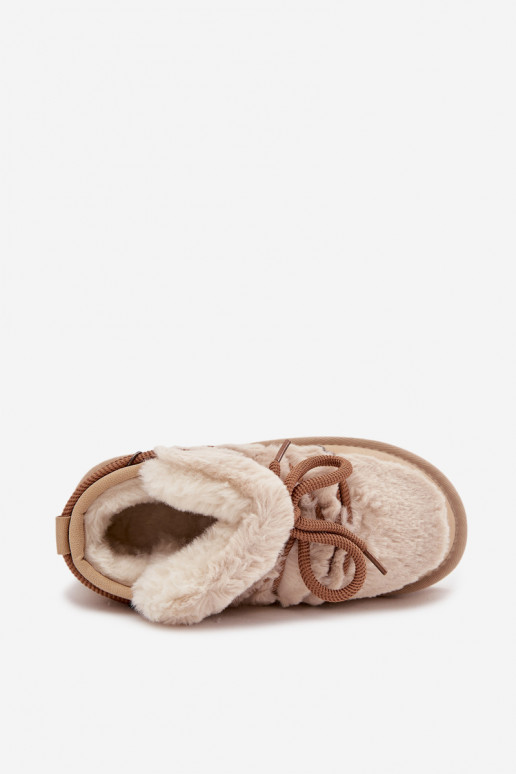 Botas de neve Infantil Juventude com um casaco de pele D.Franklin DFSH370011 bege Botas de neve Infantil Juventude com um casaco de pele D.Franklin DFSH370011 bege