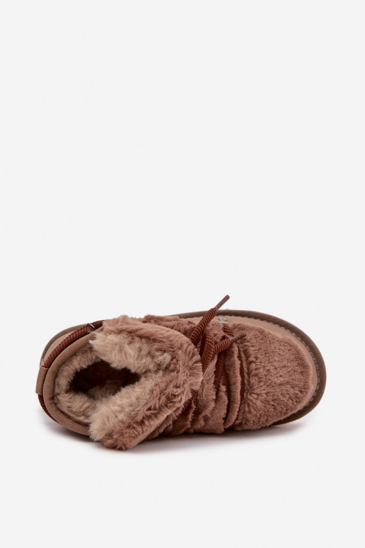 Botas de neve Infantil Juventude com um casaco de pele D.Franklin DFSH370011 cor marrom Botas de neve Infantil Juventude com um casaco de pele D.Franklin DFSH370011 cor marrom