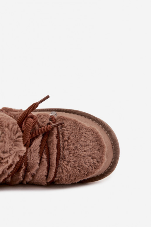 Botas de neve Infantil Juventude com um casaco de pele D.Franklin DFSH370011 cor marrom Botas de neve Infantil Juventude com um casaco de pele D.Franklin DFSH370011 cor marrom