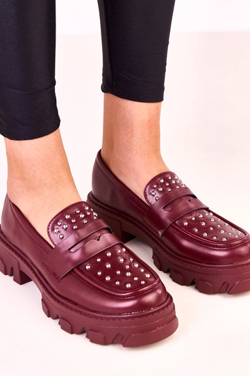 Mocassins bordô femininos com tachas Memolis 2