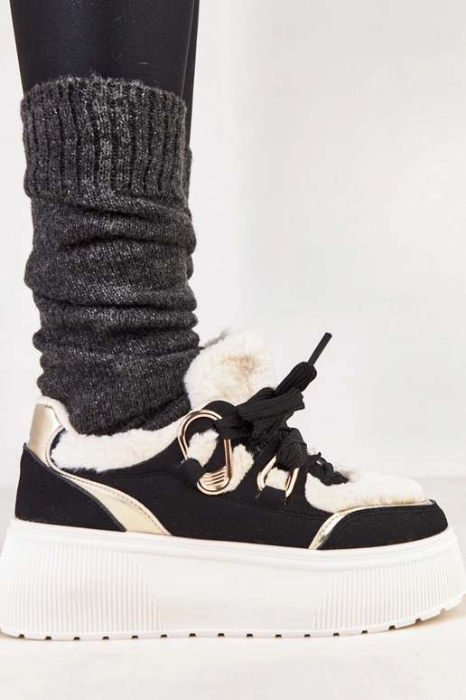 Tênis aquecidos pretos com plataforma...