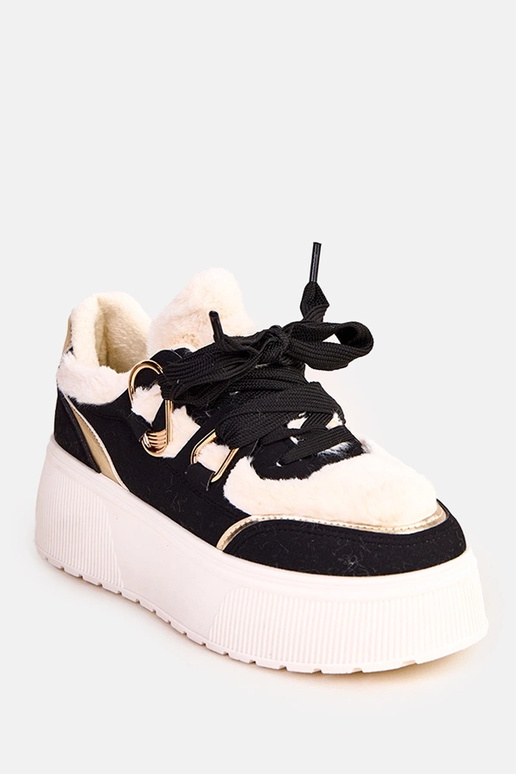 Tênis aquecidos pretos com plataforma...