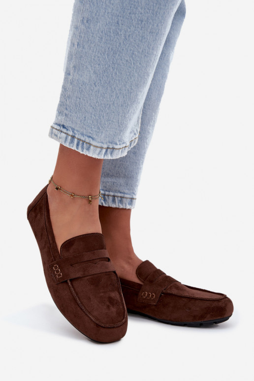 Mocassins femininos planos na cor marrom escuro "Soreline"