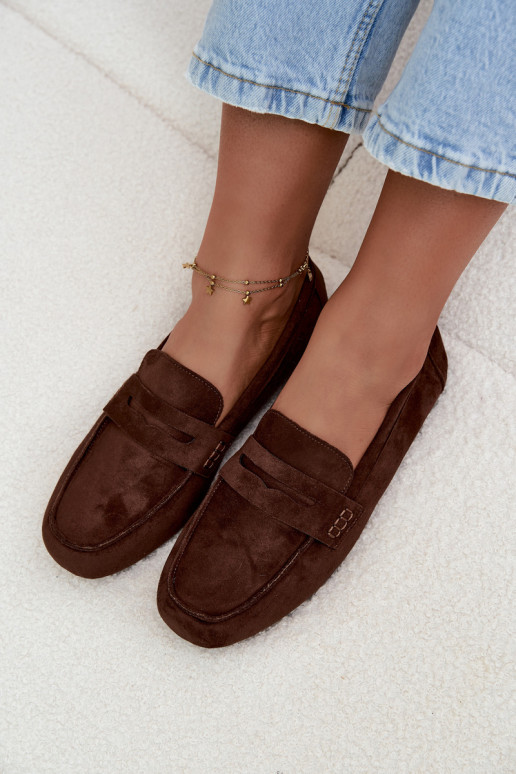 Mocassins femininos planos na cor marrom escuro "Soreline"