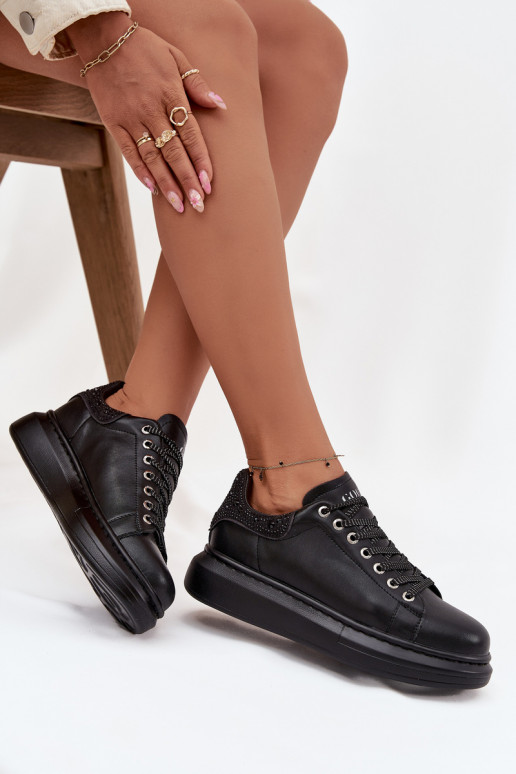 À modalo de tênis FemininoHabilitadoturalnej Skóry GOE OO2N4004 cor preta