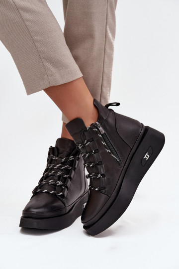 Pele Botas femininas com uma plataforma aquecimento Artiker 55C0809 cor preta 2