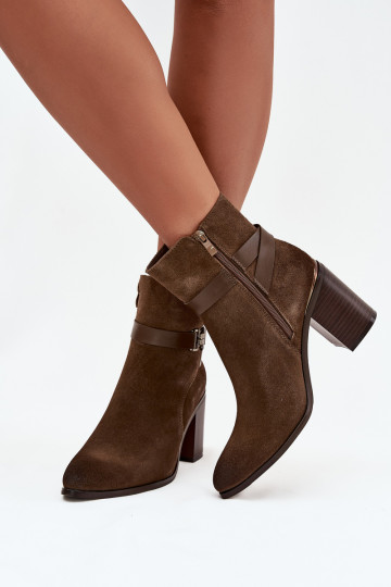 Botas femininasHabilitadoturalnego de camurçau com salto aquecimento Sergio Leone BT25384-S cor cáqui