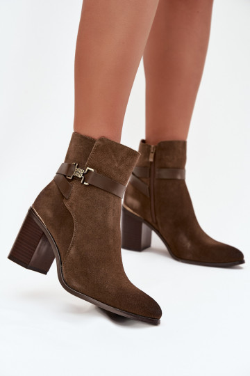 Botas femininasHabilitadoturalnego de camurçau com salto aquecimento Sergio Leone BT25384-S cor cáqui 2