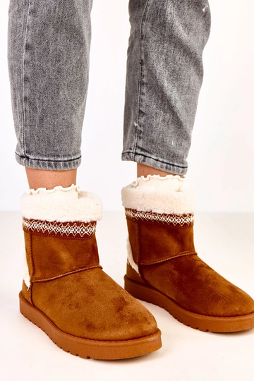 Botas de neve baixas caramelo com bordado Sensila