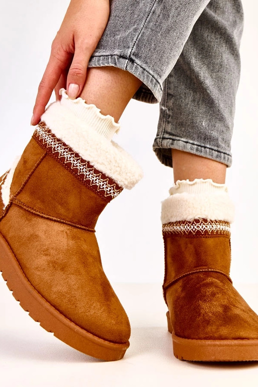 Botas de neve baixas caramelo com...