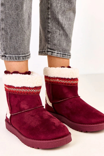 Botas de neve baixas bordô com bordado Sensila