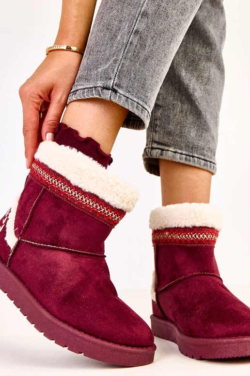 Botas de neve baixas bordô com... Botas de neve baixas bordô com...