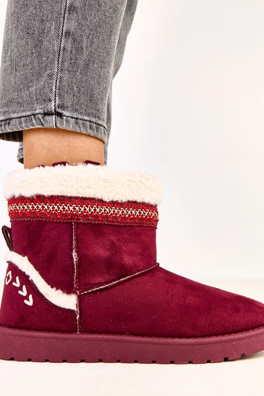 Botas de neve baixas bordô com... Botas de neve baixas bordô com...