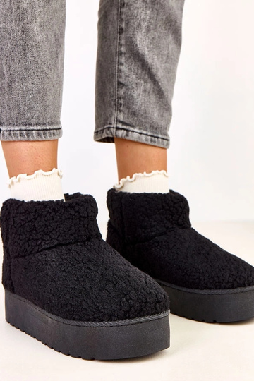 Botas de neve pretas com cano de pele de cordeiro Lasso