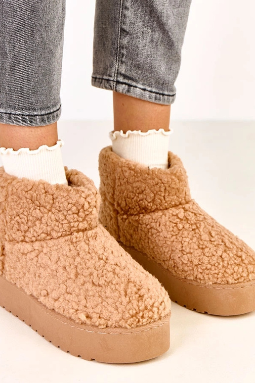 Botas de neve em tom marrom claro com...