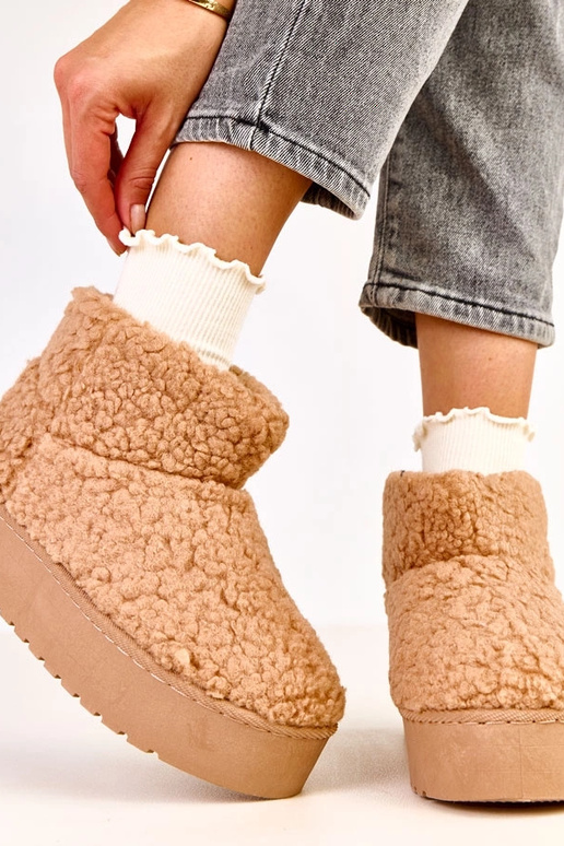 Botas de neve em tom marrom claro com...