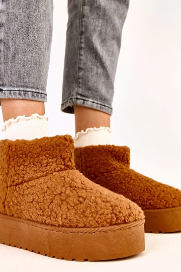 Botas de neve marrons com cano de pele de cordeiro Lasso