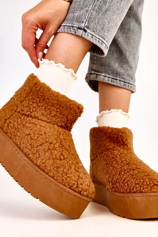 Botas de neve marrons com cano de...