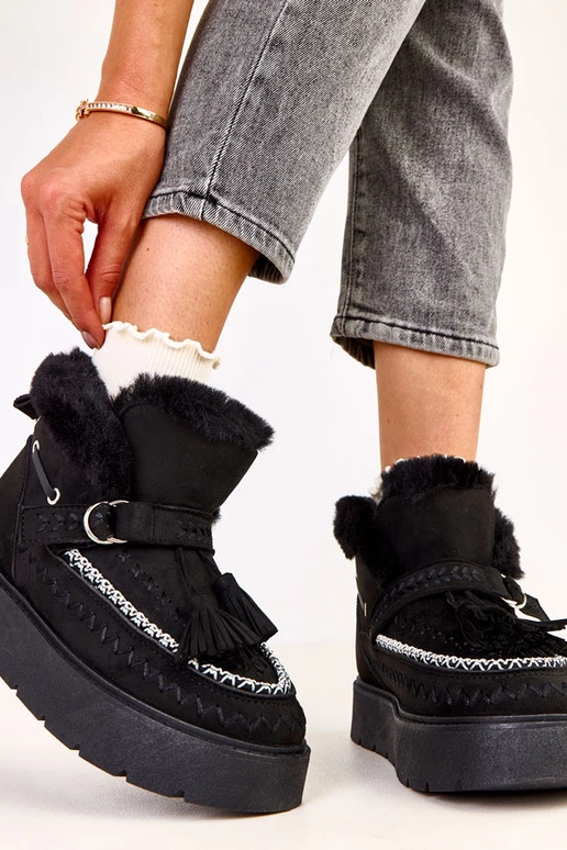 Botas de neve pretas com plataforma e...