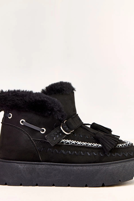 Botas de neve pretas com plataforma e...