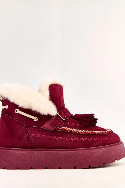 Botas de neve bordô com plataforma e...