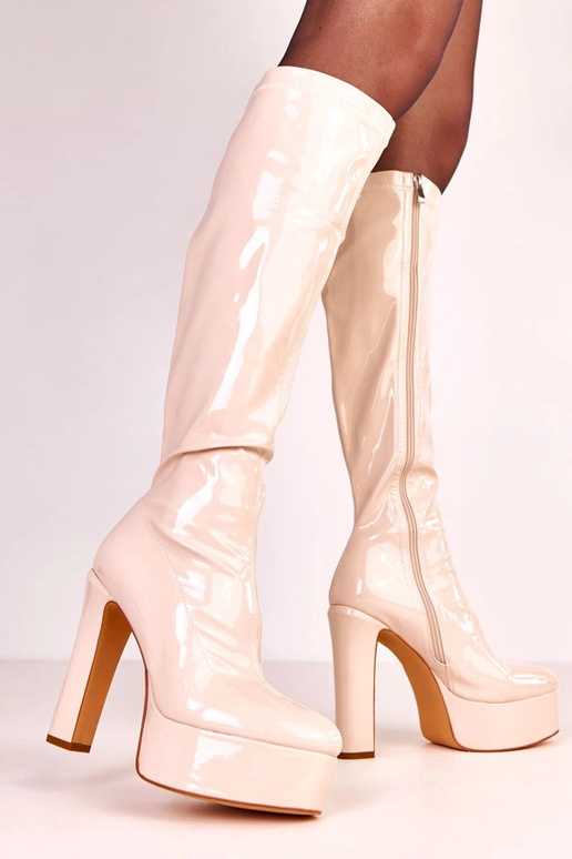 Botas de salto alto verniz bege Ronnie Botas de salto alto verniz bege Ronnie