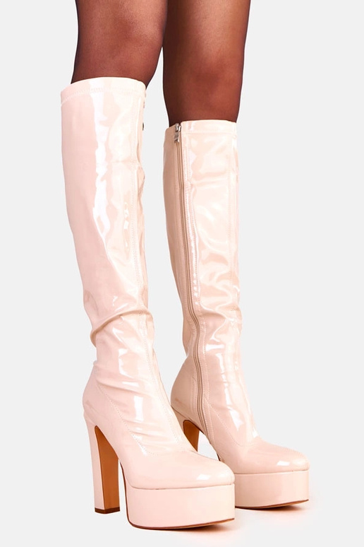 Botas de salto alto verniz bege Ronnie Botas de salto alto verniz bege Ronnie