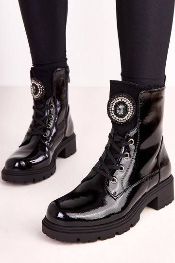 Botas trappers verniz preto...