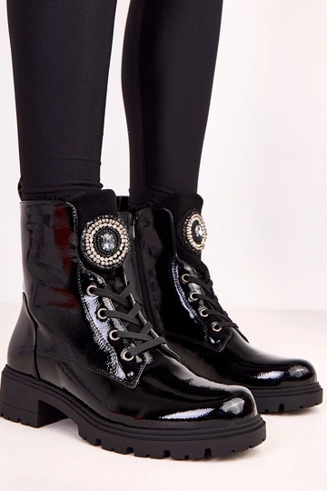 Botas trappers verniz preto... 2