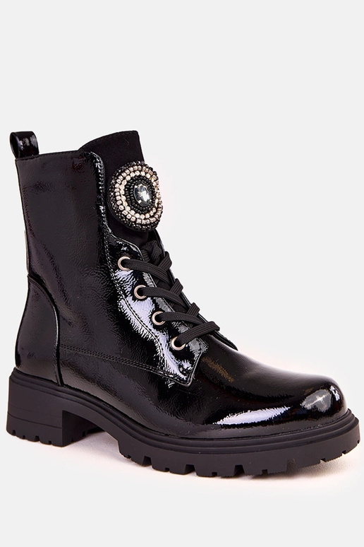 Botas trappers verniz preto com...