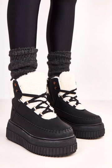 Botas esportivos quentes pretos com plataforma Lorraine