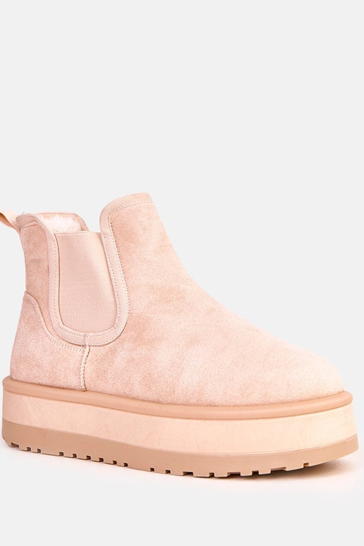 Bota de neve bege com forro elástico