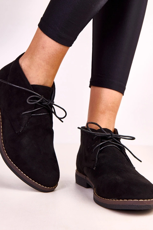 Botins femininos pretos de sola plana... Botins femininos pretos de sola plana...