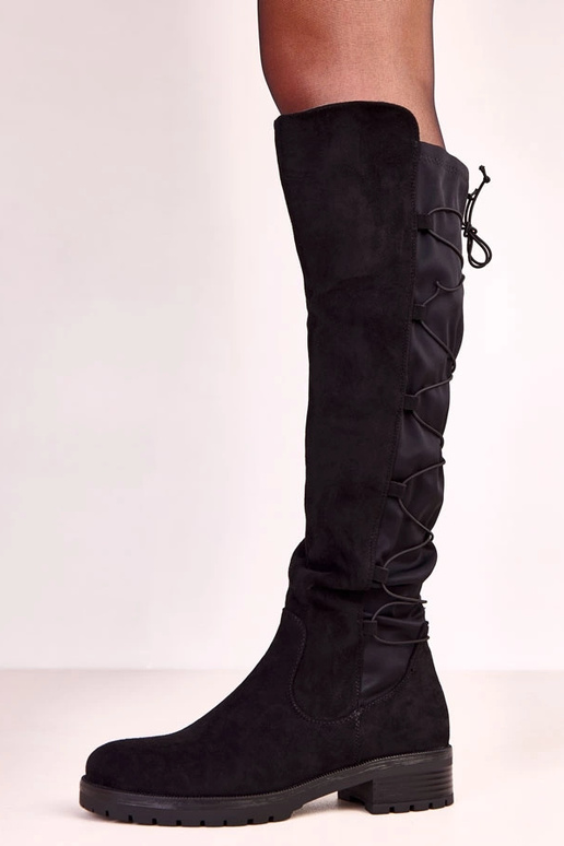 Botas femininas pretas acima do... Botas femininas pretas acima do...