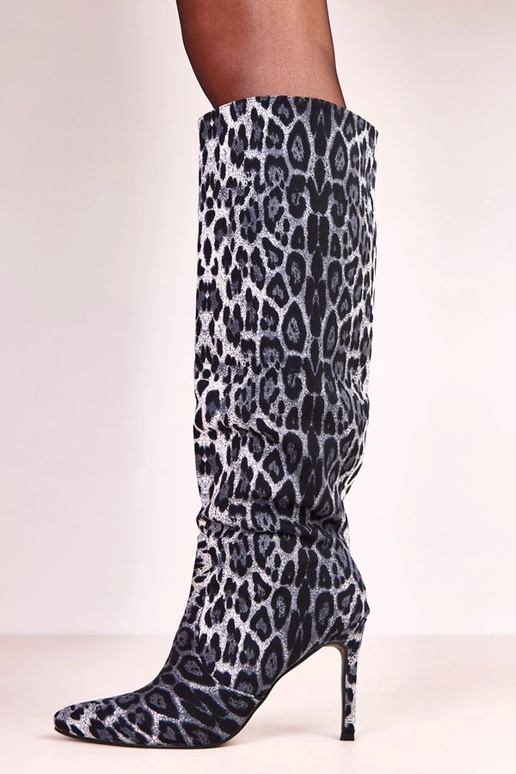 Botas femininas pretas de estampa de...