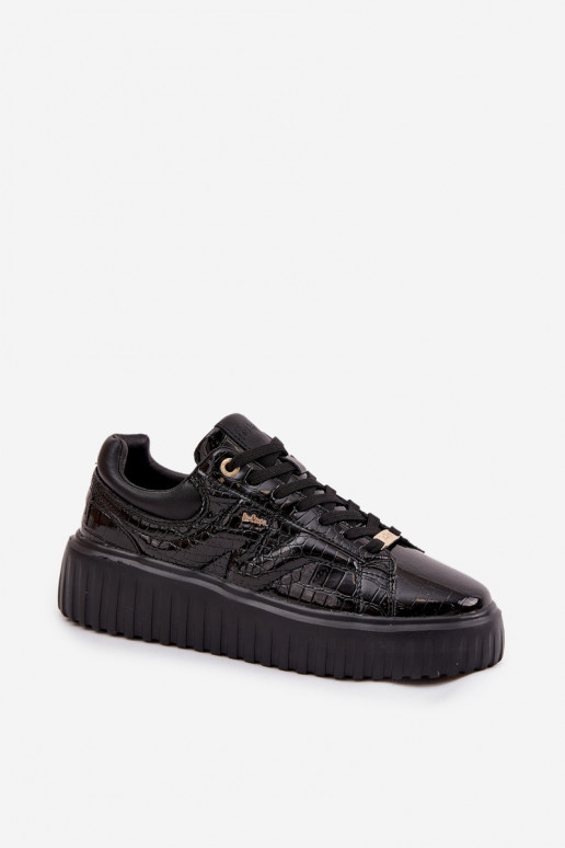 com efeito verniz À modalo de tênis Feminino com uma plataforma Lee Cooper LCJ-25-09-3870 cor preta com efeito verniz À modalo de tênis Feminino com uma plataforma Lee Cooper LCJ-25-09-3870 cor preta