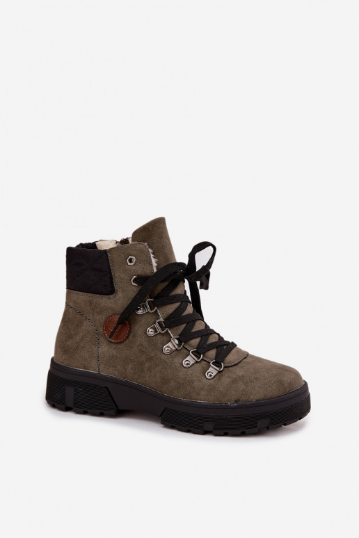 aquecimento sapato Feminino com uma plataforma cor cáqui Zaraine