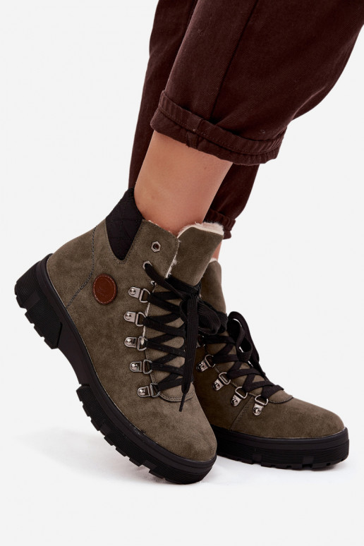 aquecimento sapato Feminino com uma plataforma cor cáqui Zaraine