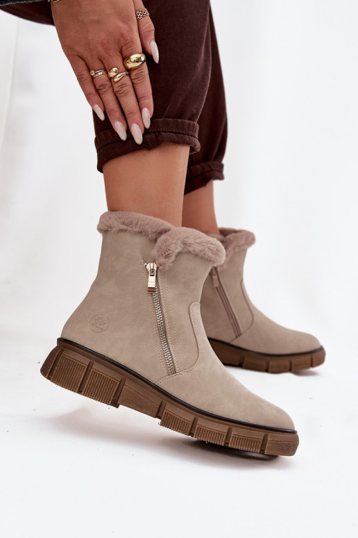 Botas de neve Feminino com uma plataforma com um casaco de pele bege Briselle Botas de neve Feminino com uma plataforma com um casaco de pele bege Briselle