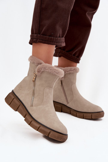 Botas de neve Feminino com uma plataforma com um casaco de pele bege Briselle 2