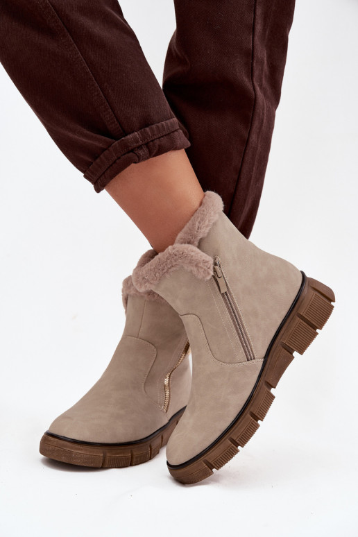 Botas de neve Feminino com uma plataforma com um casaco de pele bege Briselle Botas de neve Feminino com uma plataforma com um casaco de pele bege Briselle