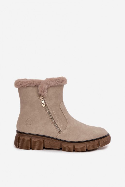 Botas de neve Feminino com uma plataforma com um casaco de pele bege Briselle Botas de neve Feminino com uma plataforma com um casaco de pele bege Briselle