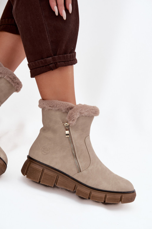 Botas de neve Feminino com uma plataforma com um casaco de pele bege Briselle Botas de neve Feminino com uma plataforma com um casaco de pele bege Briselle