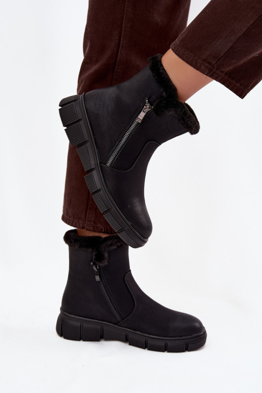 Botas de neve Feminino com uma plataforma com um casaco de pele cor preta Briselle Botas de neve Feminino com uma plataforma com um casaco de pele cor preta Briselle
