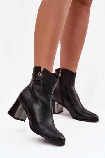 Botins aquecidos de couro natural com salto Tai turiciejka K7203-04, cor preta 2