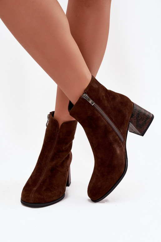 Pele de camurça Botas femininas Tem que serciejka K7202-02 CzekoladoParae Pele de camurça Botas femininas Tem que serciejka K7202-02 CzekoladoParae